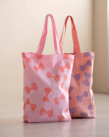 Katoenen shopper big bow fuchsia