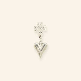 CLOVER HEART OORBEL ZILVER - MABLE