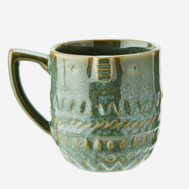 STONEWARE MUG WITH FACE PRINT