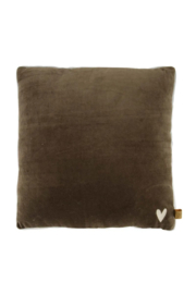 KUSSEN VELVET MET BREDE RAND ANTRACIET/ ZAND 45 X 45CM - ZUSSS
