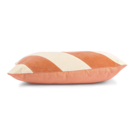 STRIPED CUSHION VELVET PEACH CREAM  40 X 60