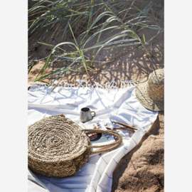 ROUND STRAW BAG W/ HANDLES