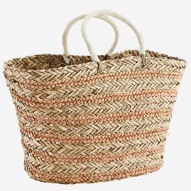 STRIPED STRAW BAG W/ HANDLES