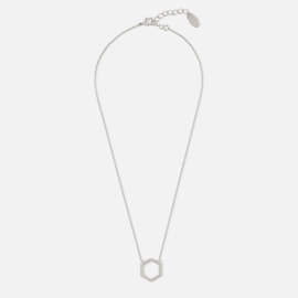 CUTOUT HEXAGON CHARM NECKLACE - SILVER