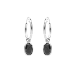 HOOPS BLACK ZIRCONIA OVAL SILVER - KARMA