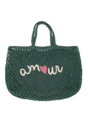 STRANDTAS MET BORDUUR AMOUR DONKERGROEN - ZUSSS