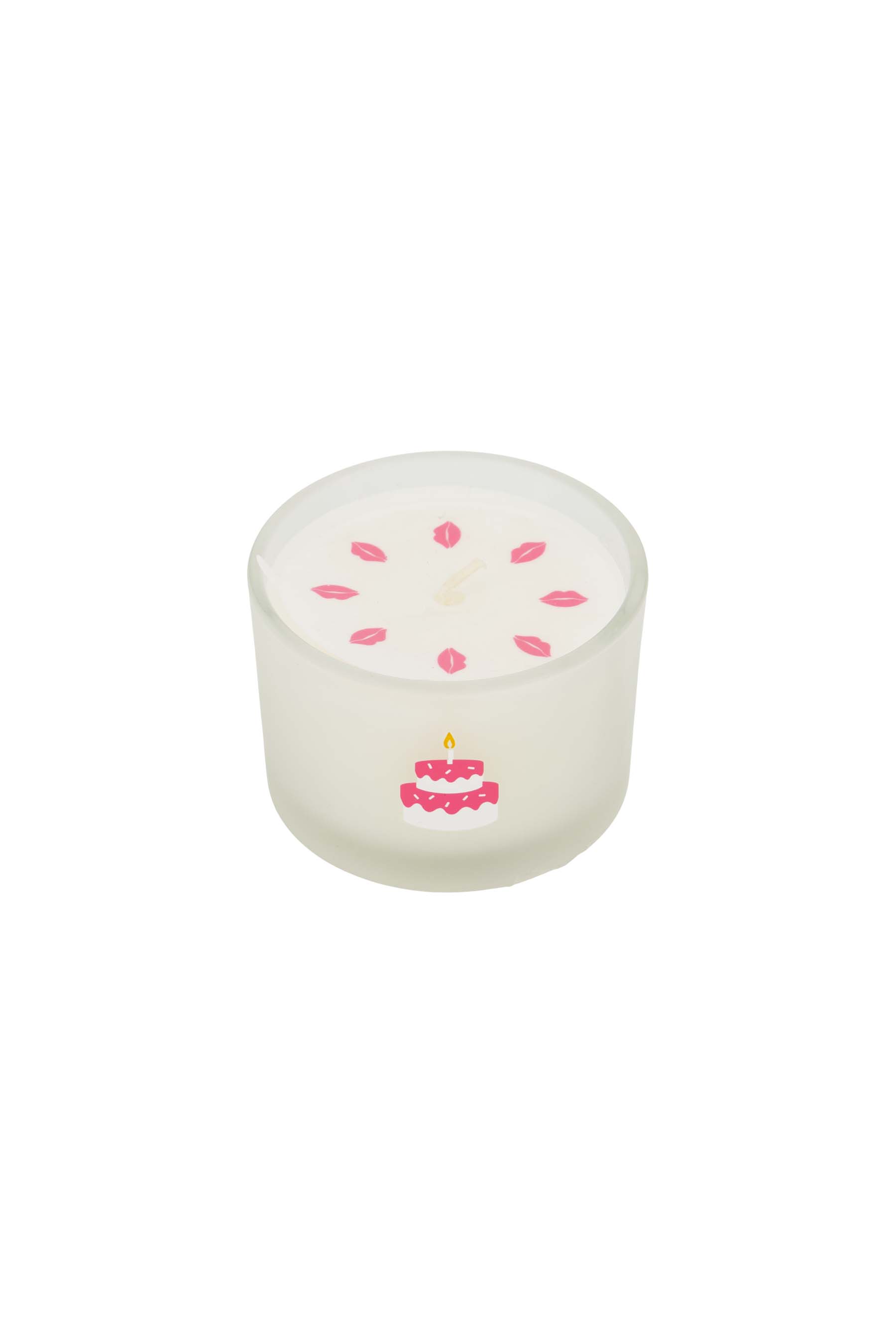 geurkaarsje glas taart wit/roze