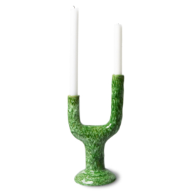 THE EMERALDS: CERAMIC CANDLE HOLDER L, REACTIVE GREEN