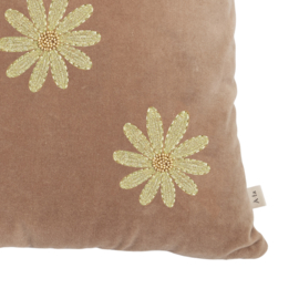 VELVET CUSHION FIVE DAISIES