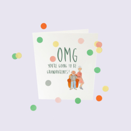 CONFETTI CARD BABY 'OMG YOU WILL BECOME GRANDPARENTS' - THE GIFT LABEL