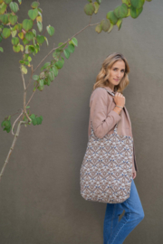 KATOENEN SHOPPER MET PRINT LICHTBRUIN - ZUSSS