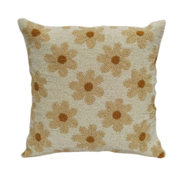 BEADS CUSHION DAISIES CREAM