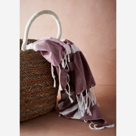 STRIPED STRAW BAG W/ HANDLES