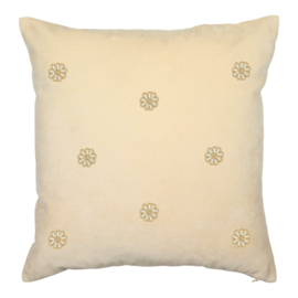 VELVET CUSHION DAISIES SAND