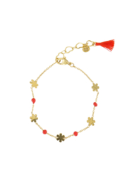 ARMBAND BLOEM ORANJEROOD/ GOUD - ZUSSS
