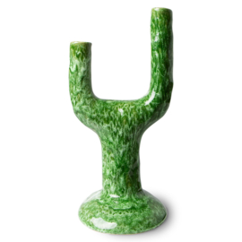 THE EMERALDS: CERAMIC CANDLE HOLDER L, REACTIVE GREEN