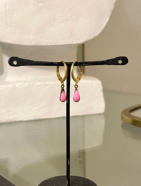 OORRINGETJES MET EMAILLE HANGER ROZE