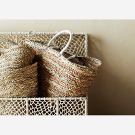 STRIPED STRAW BAG W/ HANDLES