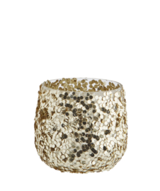 GLASS VOTIVE WITH GLITTER GOLD - MADAM STOLTZ