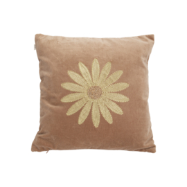 VELVET CUSHION EMBROIDERED DAISY