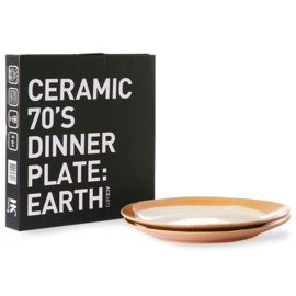 CERAMIC 70'S DINNER PLATES EARTH (SET OF 2)