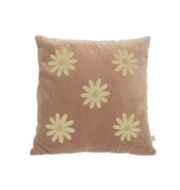 VELVET CUSHION FIVE DAISIES