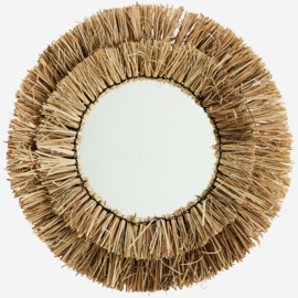 ROUND MIRROR W/ GRASS FRAME