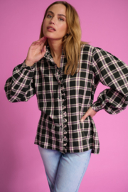 BLOUSE CHECKS ANTHRACITE - POM AMSTERDAM