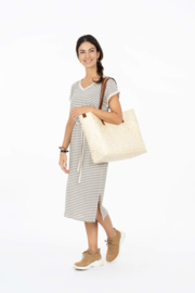 HIPPE SHOPPER GEVLOCHTEN PALMBLAD - ZUSSS