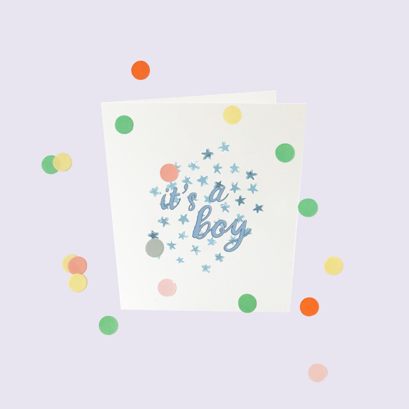 CONFETTI CARD BABY 'IT'S A BOY' - THE GIFT LABEL