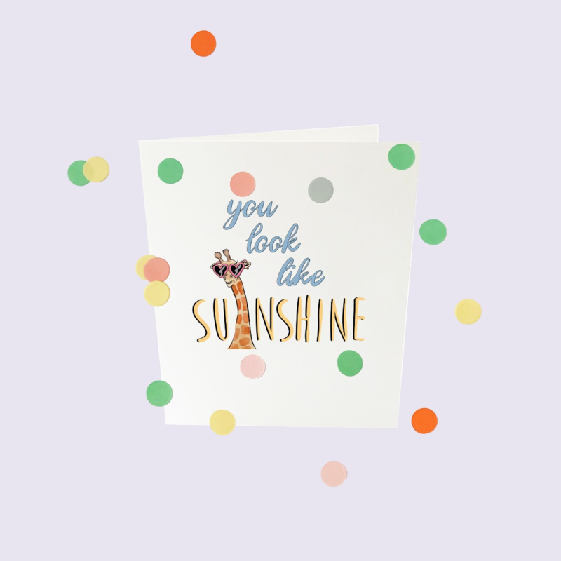 CONFETTI CARD BABY 'YOU LOOK LIKE SUNSHINE' - THE GIFT LABEL