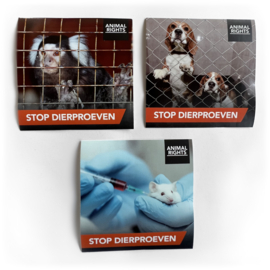 NIEUW! – Stickerpakket Stop Dierproeven! (nieuwe stijl)