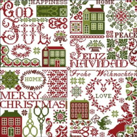 Historische Stickmuster Stitcher's Christmas groen/rood
