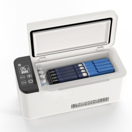 Nieuw! Mobiele compacte accu Koelbox  2-8°C Vaccins/Insuline/Medicatie, elektrisch continue koelen. Ideaal voor in auto, trein, camper, thuis of kantoor.  Mobiel en dicht bij je in de buurt.