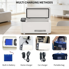 Nieuw! Mobiele compacte accu Koelbox  2-8°C Vaccins/Insuline/Medicatie, elektrisch continue koelen. Ideaal voor in auto, trein, camper, thuis of kantoor.  Mobiel en dicht bij je in de buurt.