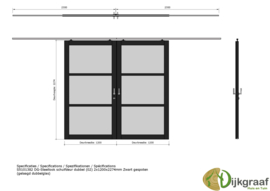 Steellook schuifdeur dubbel