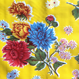 Plastic tafelzeil bloemrijk op geel