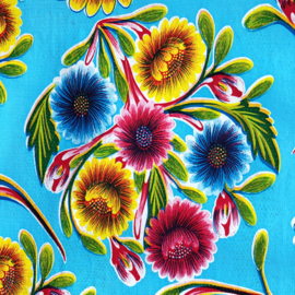 Mexicaans tafelzeil Floral blauw