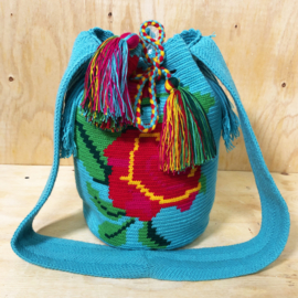 Wayuu bag Rose turquoise.
