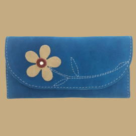 Portemonnee, handgemaakt, suede, kleurrijk.