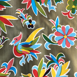 Mexicaans tafelzeil tropische vogels op goud