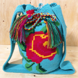 Wayuu bag Rose turquoise.
