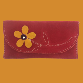 Portemonnee, handgemaakt, suede, kleurrijk.
