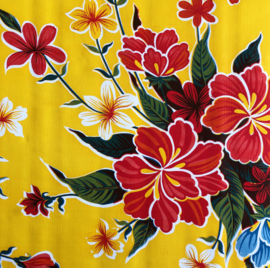 Mexicaans tafelzeil bloemen op geel