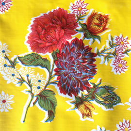 Plastic tafelzeil bloemrijk op geel