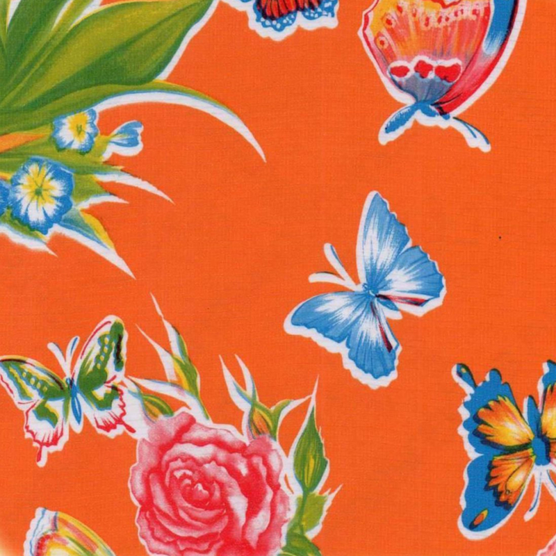 Mexicaans tafelzeil vlinderrijk op oranje