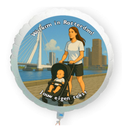 Geboorte baby in Rotterdam folie ballon XL met eigen tekst 58cm