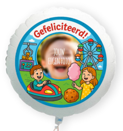 Kermis Gefeliciteerd folie ballon XL met eigen foto 58cm