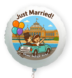 Just Married in Den Haag folie ballon XL met eigen tekst 58cm