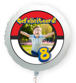 Videogame rood wit 8 jaar folie ballon XL met eigen foto 58cm
